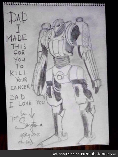 A little kid's drawing for his father