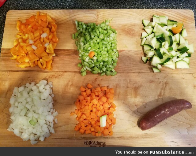 Prepping a meal for my OCD wife